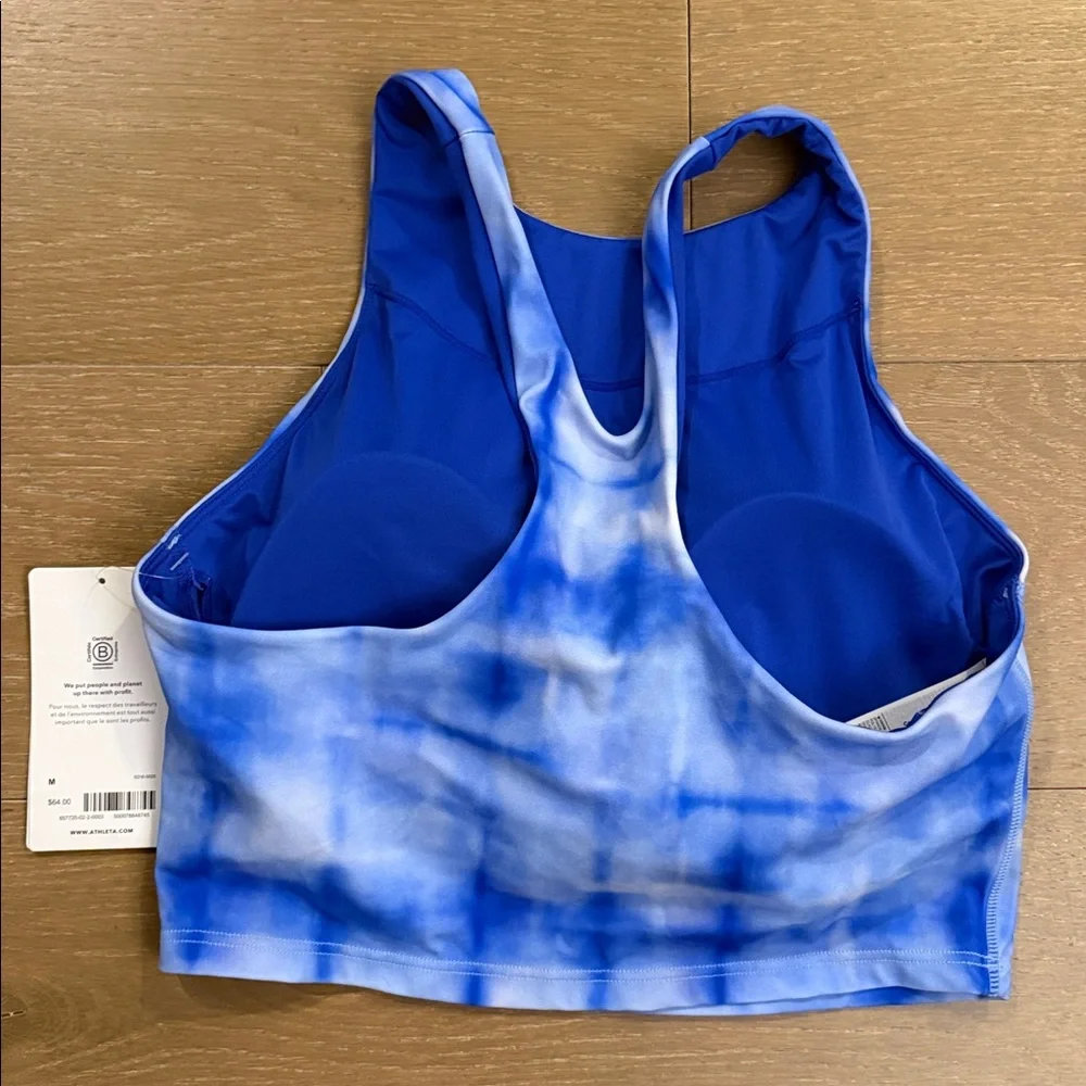 NWT Athleta Conscious Crop Bikini Top in Powervita, Tie Dye Blue | medium D-DD